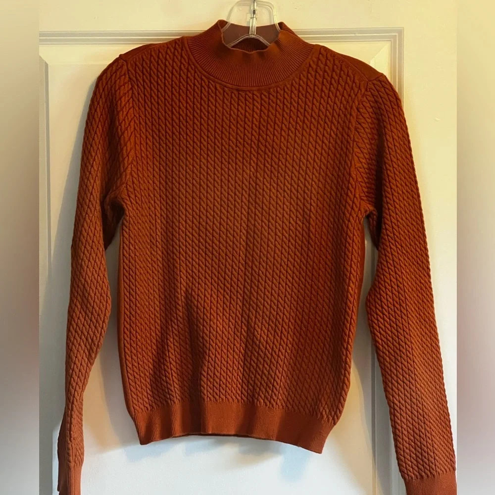 Iike new! Elie. By Elie Tahari Rust Orange Woven Sweater - Picture 1 of 7